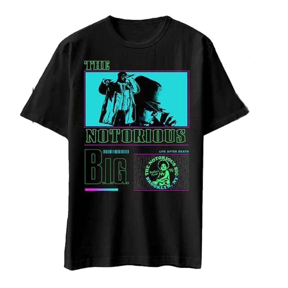 Biggie Smalls Unisex Adult Life After Death Neon Cotton T-Shirt / Black